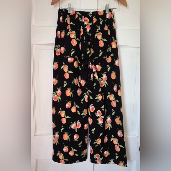 Maeve x Anthropologie Black Colette Pants With A Peach Print - Picture 5 of 6